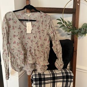 Sim and Sam floral peplum blouse